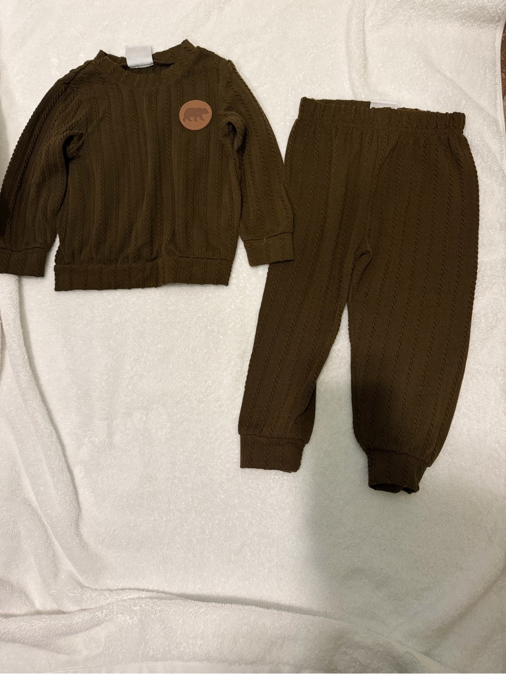 Kids Cable Knit Two-Piece Set - Brown